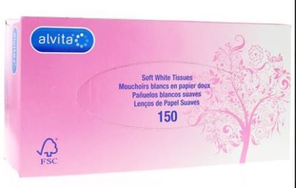 Picture of ALVITA White soft paper tissues box of 150