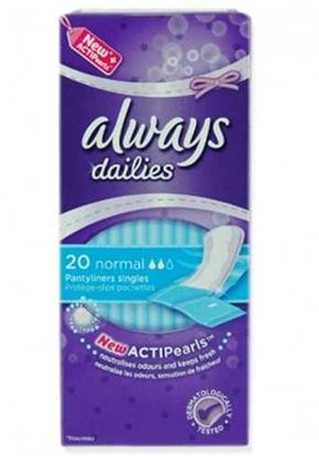 Picture of Always Dailies Pantyliners Normal Individually Wrapped 20 Liners