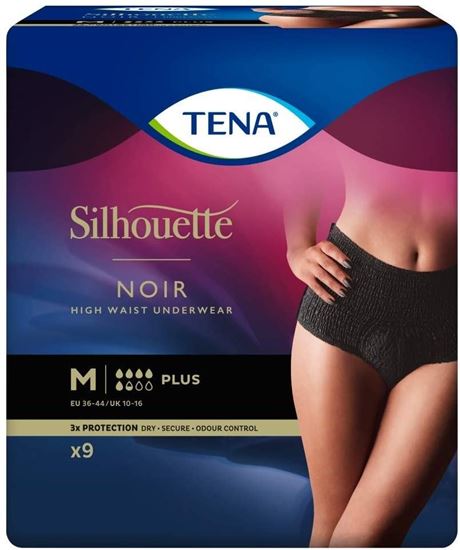Picture of Tena Silhouette High Waist Underwear Plus Black Medium, Pack of 9