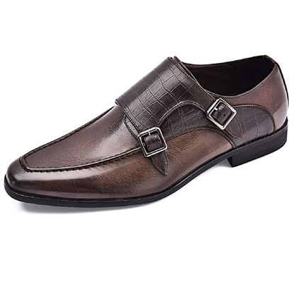 Picture of Men's Oxford Shoes Double Monk Strap Brown-02