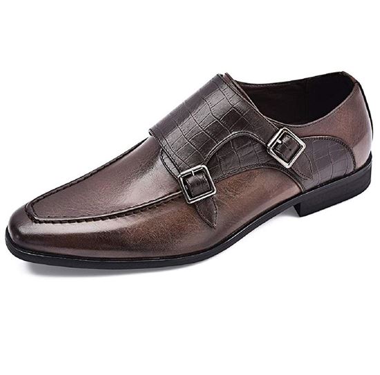 Picture of Men's Oxford Shoes Double Monk Strap Brown-02
