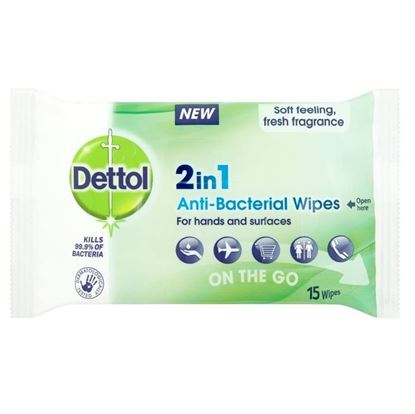 Picture of DETTOL 2IN1 ANTI-BACTERIAL 15 WIPES