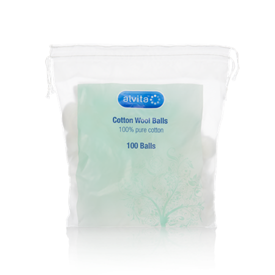 Picture of Alvita Cotton Wool Balls 100% Pure Cotton 100 Balls